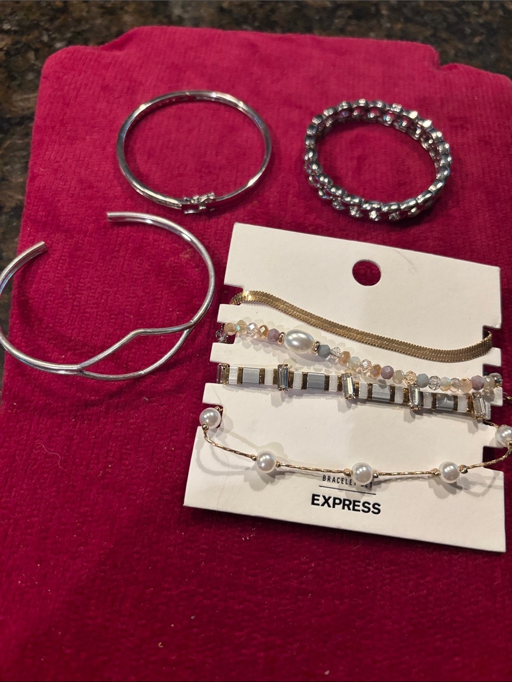 Express Silver & Pearlescent Mixed Bracelet Set